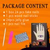 Halloween Press on Nails Short Square Purple Glitter with Ghost Designs Halloween Cute Fake Nails Full Cover Acrylic Nails for Women 24Pcs