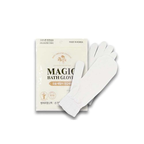 Jungjun Industry Korean Magic Body Scrub Gloves(Finger & Mitten) White Korean Spa Bath Washcloth Maya 정준산업 요술때밀이장갑