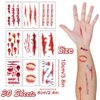 30 Sheets Fake Scars Temporary Tattoos, Halloween Tattoo Stickers Horror Wound Stitch Face Decals Body Makeup Zombie Sticker Cosplay Masquerade Scary Prank Blood Props Halloween Party for Women Men