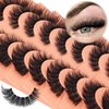 Newcally False Eyelashes Russian Strip Lashes Wispy Mink Lashes Fluffy D Curl Fake Lashes Like Eyelash Extension Lash Strips 9 Pairs Pack