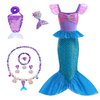 Little Girls Princess Mermaid Costume for Girls Dress Up with Accessory for Christmas Birthday Party Supplies Purple-Blue