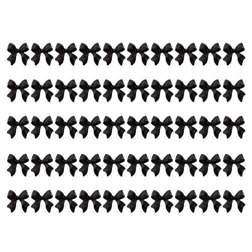 PPhtony Acrylic Flatback Nail Bows Rhinestones Charms Gems for Women Girls Nail Art Design Nail Accessories DIY Decoration, 50PCS (Black)