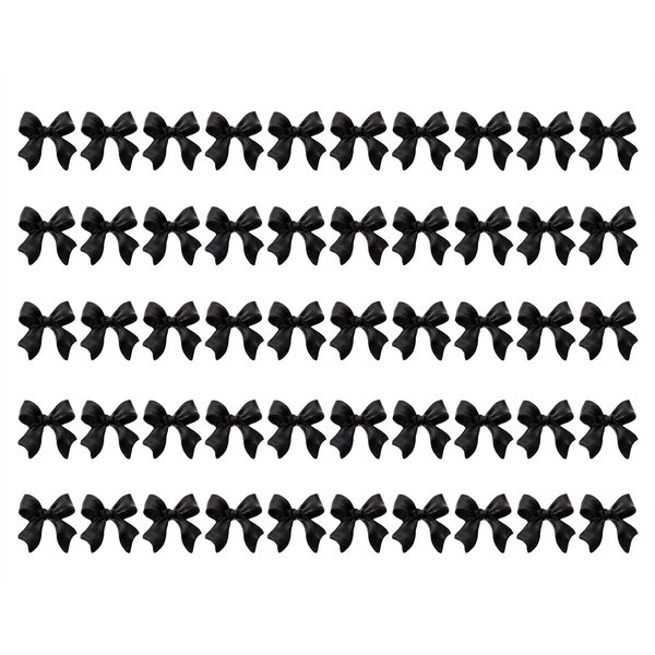 PPhtony Acrylic Flatback Nail Bows Rhinestones Charms Gems for Women Girls Nail Art Design Nail Accessories DIY Decoration, 50PCS (Black)