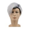 MIPPER Men's Gradient Color 11'' Short Straight Wig Black Hair Roots to Silver Gray Halloween Cosplay Costume Wig