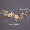 Teyglen Hair Comb, Wedding Gold Rhinestones Flower Leaf Crystal Pearls Hair Comb, Bridal Headband Hair Accessories, Hair Pieces for Women Bride Girls (Gold, 24 * 6.5cm/9.44 *2.6 inches)