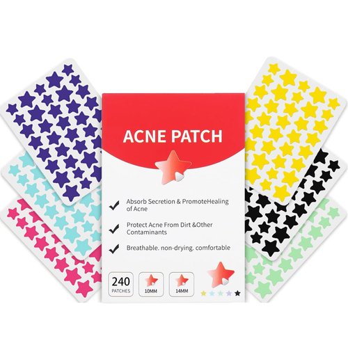 Waspot Pimple Patches for Face, Cute Star Zit Covers, Stars Hydrocolloid Acne Patch, For Sensitive Skin, with Tea Tree, Salicylic Acid & Cica Oil (10&12&14mm) 240 Count