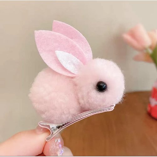 4Pcs Plush Bunny Hair Clips, Cute Bunny Hair Claw Clips for Womens Bunny Hair Clip Mini Hair Clips, Girls, Rabbit Hair Clip, Hold Hair Clip Easter Plush Rabbit Hairpin for Thin Hair Hold Accessories