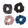 The Original Scrunchie® Luxury Velvet Gift Set Includes 4 Unique Scrunchies: Leopard, Black, Pink, Teal in Acrylic Presentation Box