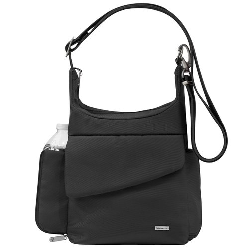 Travelon Anti-Theft Classic Messenger Bag, Black, 9" x 12.5" x 3.5" Center Height:9.5"