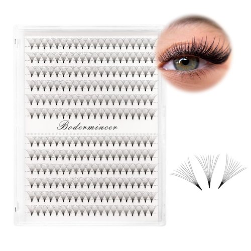 Dedila Short Stem Nature Long 10D Premade Fans Dramatic Volume Eye Lashes Extensions Thickness 0.07mm D Curl Soft and Light Weight Individual False Eyelashes Cluster (11MM)