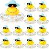 Sotiff Mini Rubber Ducks Bulk for Kids Children Cute Yellow Duck Toy for Dashboard of Car Bathtub Ornaments with Sunglasses Swim Ring Mini Hat Necklace and for Baby Shower(24 Sets,Cute)