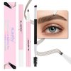 evpct Kaely 2Pcs Dark Brown Magic Microblading Eyebrow Contouring Pen Brow Pencil, with 4 Brush Micro-Fork-Tips Precise Applicator, Dual-ended Eyebrow Brush, Hair Like Strokes, Natural Looking Brows
