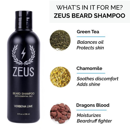 ZEUS Beard Wash & Beard Conditioner Set with Green Tea for Men, Soften, Hydrates & Moisturizes - MADE IN USA (Verbena Lime)