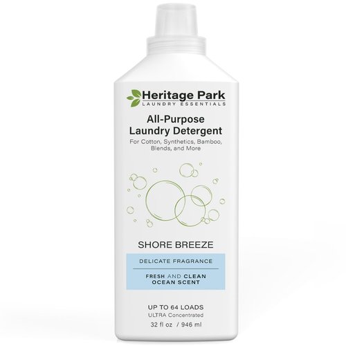 Heritage Park All-Purpose Shore Breeze, Lightly Scented, pH-Neutral Laundry Detergent - Stain-Fighting Enzymes, Ultra Concentrated Up to 64 loads (32 fl oz)