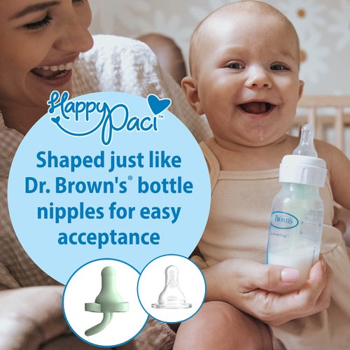 Dr. Brown’s HappyPaci 100% Silicone Pacifier 0-6m, BPA Free, Cool Gray, Green, Ecru,3 Count