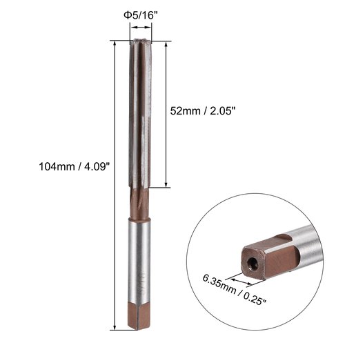 uxcell 5/16" Hand Reamer H8 Accuracy Alloy Tool Steel 6 Flutes Straight Shank Milling Cutter Tool 2pcs