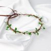 KorViSHOW Handmade White Flower Crown Fairy Wreath Women Girls Flower Headband for Bridal Weeding Headdress Fairy Green Leaf Headpiece Cosplay Photo Prop