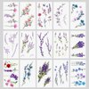 Oottati 15 Sheets Small Cute Hand WristTemporary Tattoo Stickers Watercolor Purple Lavender Violet Flower Tiny Floral For Women Girls