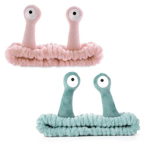 2Pcs Face Wash Headband Palm and Snail Spa Hair Bands Makeup Headbands Women Cartoon Cute Coral F...