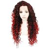 Ebingoo +Wig Cap Omber Red Black Lace Front Wig Ombe Wine Red Curly Lace Front Wig Long Curly Lace Front Wig Free Part Synthetic Wig Burgundy Lace Front wigs Red Wig for Women Party Halloween