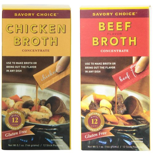 Savory Choice Liquid Chicken and Beef Broth Concentrates, 5.1 Ounce (Pack of 2)