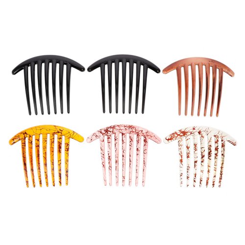 FRCOLOR 6pcs Hair Side Combs Resin Hair Comb French Twist Comb Plastic Twist Comb Hair Clip Combs Accessories for Girls Women (Random Color)