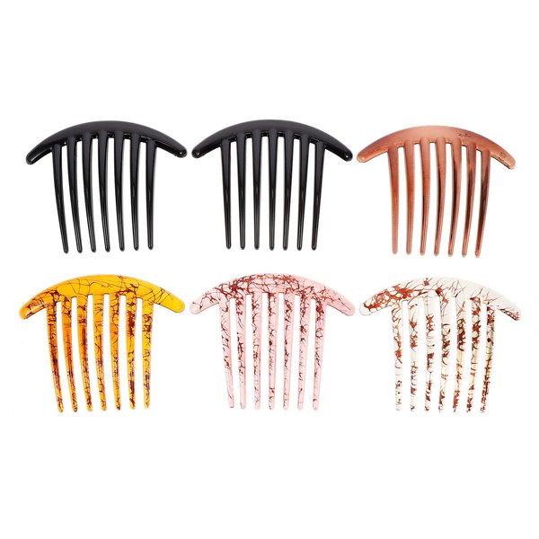 FRCOLOR 6pcs Hair Side Combs Resin Hair Comb French Twist Comb Plastic Twist Comb Hair Clip Combs Accessories for Girls Women (Random Color)