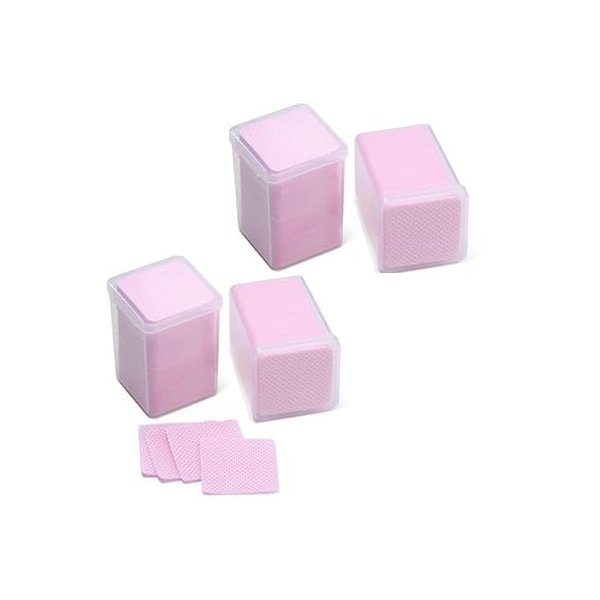 ANNAFRIS Eyelash Extension Glue Wipes 800Pcs Cotton Pads Non-Woven Glue Wipe Lint-Free Paper Eyelash Glue Remover Wipe Glue Bottle Mouth Cleaning Wipe Tweezers Wipe(Pink)