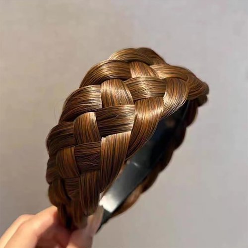 Messy Braided Headband With Teeth Synthetic Hair Plaited Headband High Elasticity Braids Fishtail Braided Hair Band Hairpiece for Girls Women for Girls Cute Wide Headband for Moms Thick Hair
