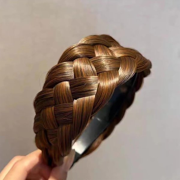 Messy Braided Headband With Teeth Synthetic Hair Plaited Headband High Elasticity Braids Fishtail Braided Hair Band Hairpiece for Girls Women for Girls Cute Wide Headband for Moms Thick Hair