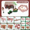 BOLZRA Mini Barn Farm Toys Playset, 66PCS Plastic Animals Figurines and Fence Farm Playset, Farm Figures Farmer Vehicle Toy Truck with Trailer for 3-12 Years Old Kids Boys Girls Toddlers