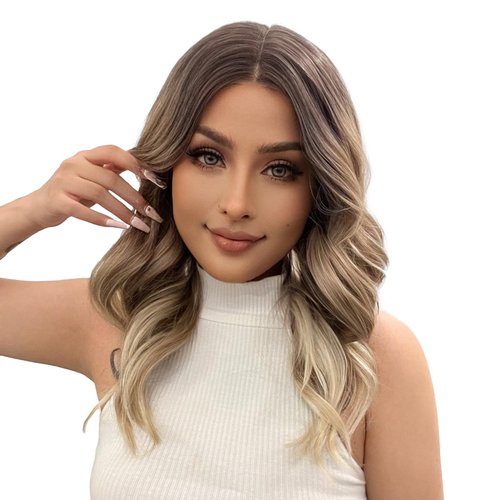 Rosella Lace Front Wigs Synthetic Wig Heat Resistant Fiber Wigs Curly Wigs Wavy Wig Body Wave Long Wig Loose Wave Natural Wave Colorful Breathable Wig (22 inches, gray)