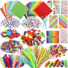 DOITEM Pipe Cleaners Craft Supplies, 1000+Pcs Arts and Crafts Supplies Including Pipe Cleaner Wiggle Googly Eyes Pom Poms Feathers Sticks Sequins Foam Flowers Papers Felt Stickers