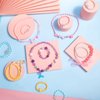 Sumind 6 Sets Play Jewelry for Little Girls Princess Necklace Bracelet Set Includes Kid Beaded Necklace Bracelet for Toddler Christmas Birthday Party Favors Cosplay(Heart, Flower Style)