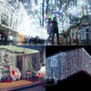 2 Pack Solar Curtain Lights Outdoor Garden Fairy String Lights 300 LED 8 Modes Remote Control Waterproof Solar Waterfall Lights for Gazebo Patio Party Festival Wedding Christmas Decorations(White)