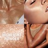 Kyannkara Glitter Body Highlighter Powder Body Shimmer Sparkle Face Highlighter Powder for Face Eyes Body Glow Makeup With sponge head（ Golden）