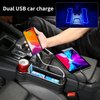 Keketuohai 2 Pack Car Seat Gap Organizer,Multifunctional Storage Box with USB Charger, Pockets Led Light, Filler Cup Holder (Black)