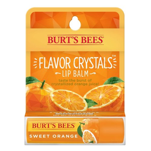 Burt's Bees Flavor Crystals 100% Natural Lip Balm, Sweet Orange with Beeswax & Fruit Extracts - 1 Tube