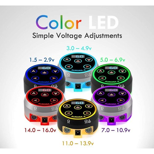 BestParts Tattoo Power Supply - Aurora II Power Supply 2nd Gen Colorful Voltage Fits All Tattoo Machine (Silver)