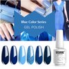 Vishine Soak Off UV LED Gel Nail Polish Set Blue Glitter Colors, 8ml each Nail Gel Manicure Kit