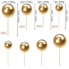 24 PCS Balls Cake Toppers Ball Cake Picks Ball Shaped Cupcake Toppers Foam Balls Cake Topper Insert Mini Balloons Cake Decorations for Wedding Anniversary Baby Shower Birthday Party Supplies Gold