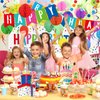 Happy Birthday Decorations Kit: Happy Birthday Banner,Birthday Dots Design Plastic Backdrop, Circle Confetti Garland, Swirl Streamers, Honeycomb Balls & Party Balloons - Table Centerpiece Set