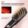 Doortian Mini Hair Straightening Iron with Built-in Comb for Travel, Portable Hair Straightener Brush, Ionic Hot Comb Straightener for Women (Black)