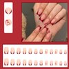 YoYoee Short Square False Nails French Press on Nails Red Fake Nails Acrylic Cute Nails Tips for Women and Girls 24PCS
