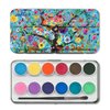 eeBoo: Tree of Life 12 Watercolors - Paint Set w Brush, Beautiful Design Tin Box, 12 Vibrant Colors, Kids Art Supplies, Ages 3+