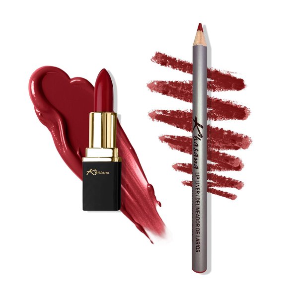 Khasana Lipstick and Lip liner Set, Matte Finish, Vitamin E and Vitamin C Infused for Nourishment, and Hydration, Long Lasting Creamy Formula, Color Matched Gift Pack (HERE I GO AGAIN)