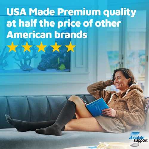 Made in USA - Opaque Compression Socks for Women and Men 30-40mmHg - Graduated Support Compression Stockings for Post Surgery Recovery - Black, Small - A301BL1