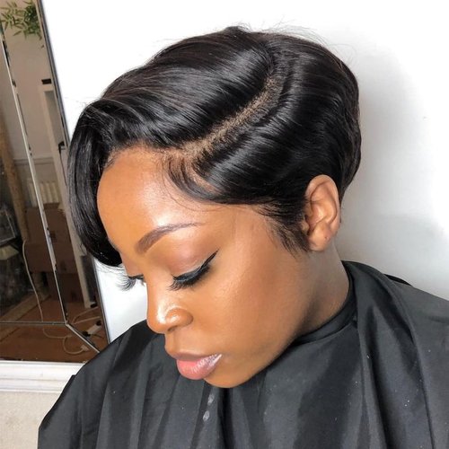 SUPERNOVA Pixie Cut Wigs for Black Women Human Hair Pixie Cut Bob Lace Front Wigs Human Hair 13x4x1 T Part Short Bob Wigs Side Part Glueless Wigs Human Hair Pre Plucked Straight Bob Wig Hair (6 Inch)…