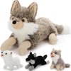 BENINY 4Pcs Wolf Stuffed Animals Set, Grey Mommy Wolf Plush 20 Inch with 3 Baby Wolves, Realistic Wolf Toys for Wolf Lover Party Favors, Gifts for Boys Girls Birthday