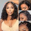 VELOMA Deep Wave Bob Wig Human Hair 13x4 Hd Lace Front Wig For Women Pre Plucked With Baby Hair 180% Density Short Curly Bob Deep Wave Lace Front Wigs Human Hair Super Soft 10inch